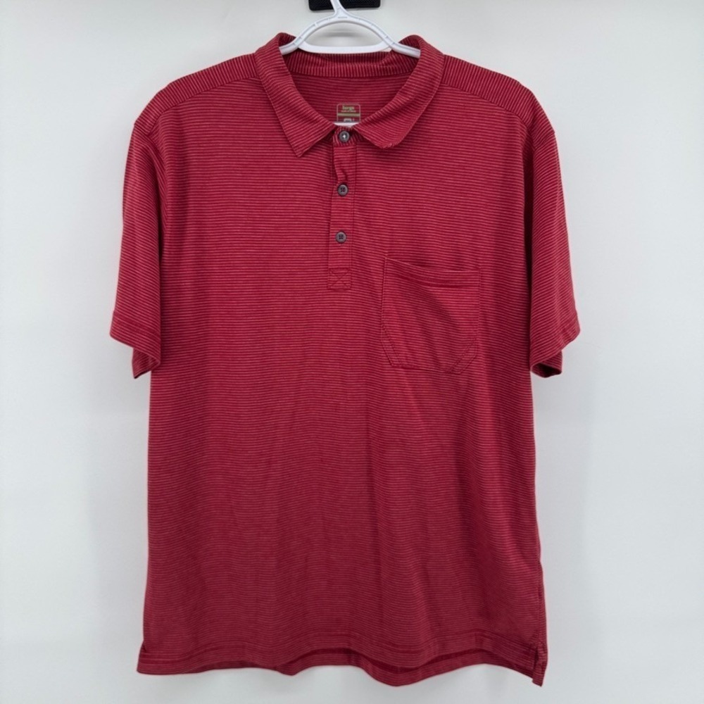 Stio Polo Shirt Mens Large Red Performance Golf Preppy Collared Pocket